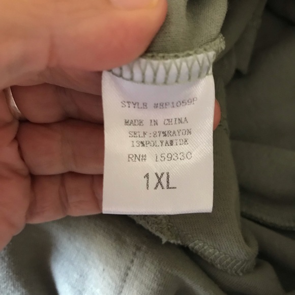 Heyson Sage Green French Terry Cloth Shorts Set Size 1XL Button Down Oversized - Picture 4 of 12